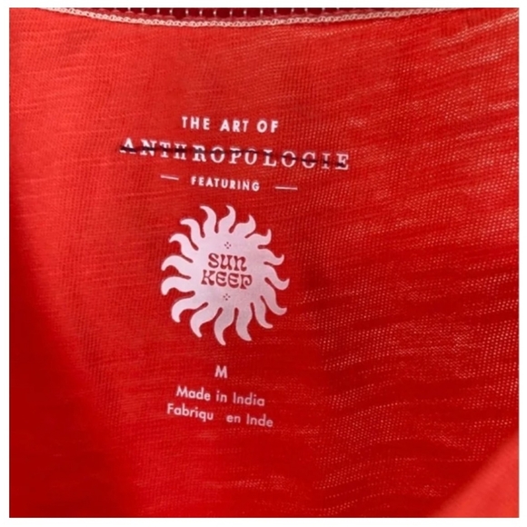 NWOT ANTHROPOLOGIE Sun Keep Twist Top Orange/Tan Medium - Picture 6 of 11